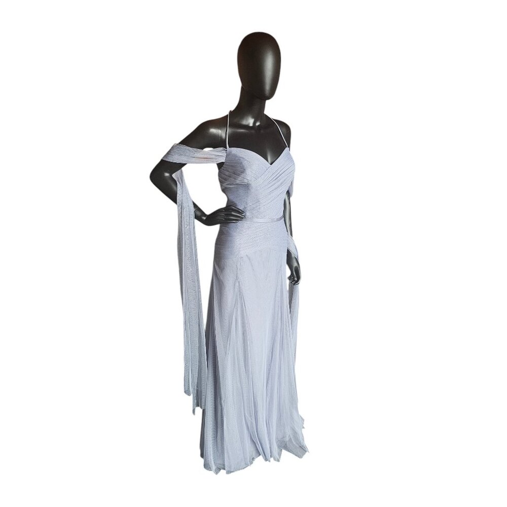 Soft Blue Tulle Sweetheart Fit and Flare Formal Gown - WHITE by Vera Wang